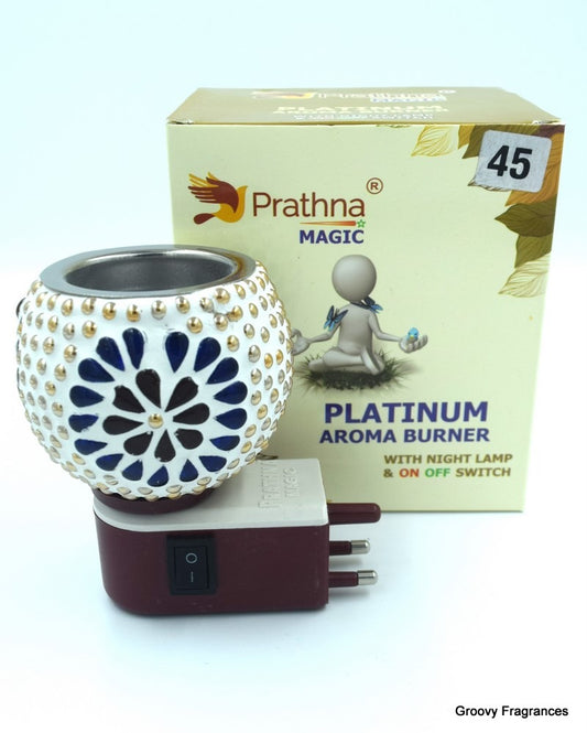 Prathna Platinium Electric Kapoor/Aroma/Bakhoor Burner for Home Fragrance with Night lamp Ceramic Incense Holder (Multicolor)
